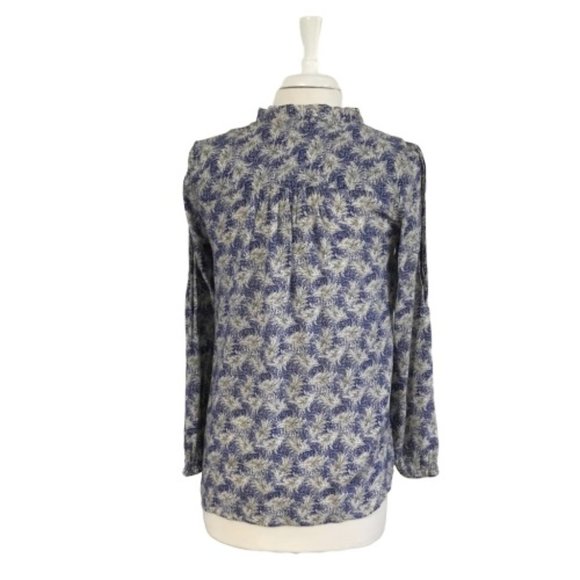 Lucky Brand Blue White Blouse Tunic with Tie Small - Picture 3 of 4